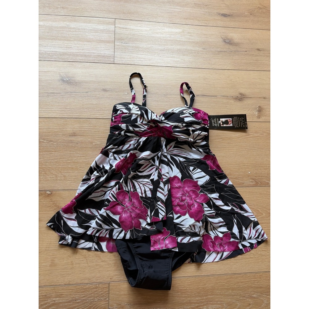 Shore Shapes Swimwear Floral Swim Dress Tummy Control One Piece Size 8